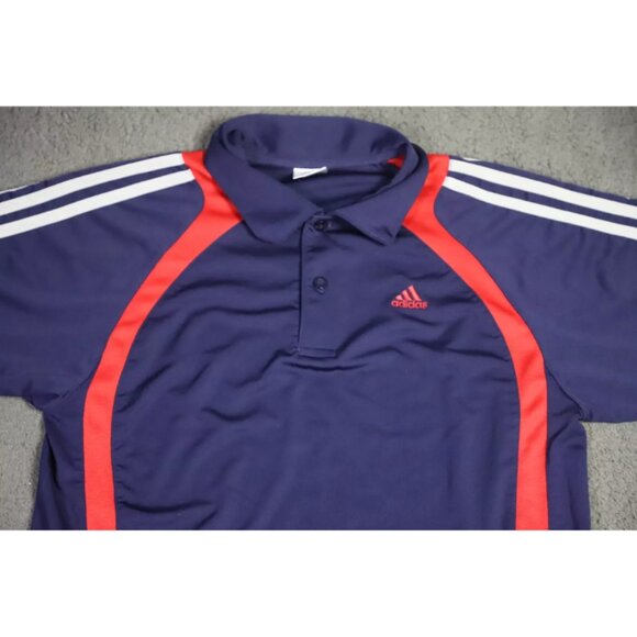 Adidas Golf Polo Shirt Men L Blue/Red Activewear Point Collared Logo Embroidered - Picture 2 of 9
